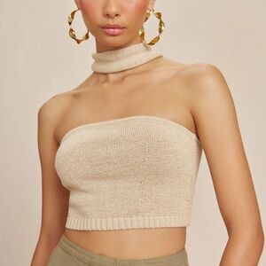 Knotted Halter Crop Top in Cream